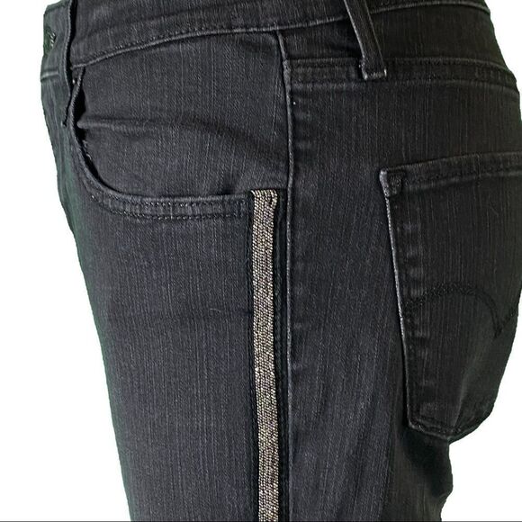 Levi’s 701 High Rise Skinny size 30 color- black sequin side stripe - Picture 4 of 11